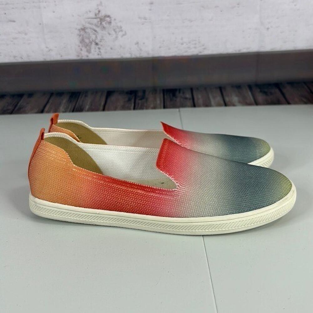 Vince‎ Camuto Cabreli Sneaker Womens 7.5 Slip on Flat Blue Orange Pink Rainbow